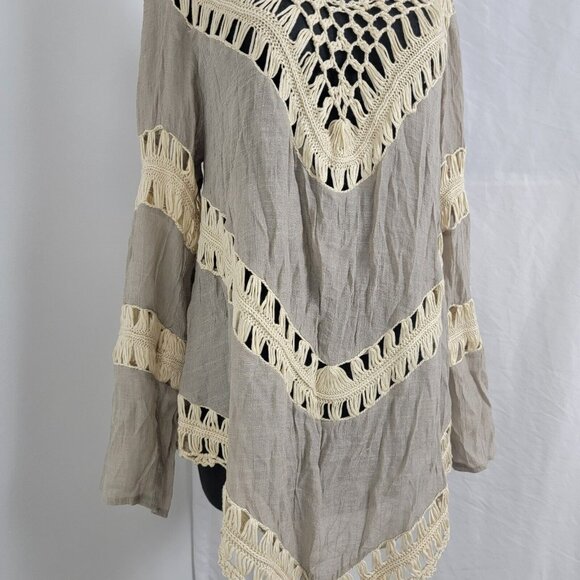 Umgee Women's Shirt Boho Embroidered Size XL Sheer cotton polyester blend long - Picture 3 of 9